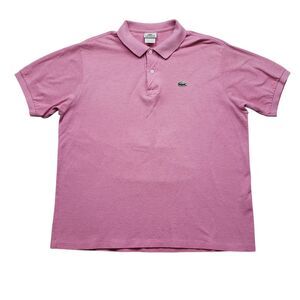 Lacoste Polo Shirt Mens Size XL 6 Pink Crocodile Logo Rugby Preppy